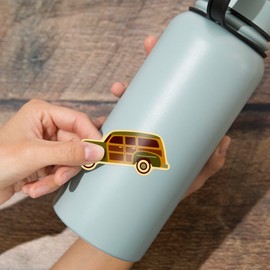 Die Cut Sticker Woody, Station Wagon, Geometric, Contour Vinyl Sticker 3 to 6 inches, (Waterproof Decal for Cars, Water Bottles, Laptops, Coolers), Large
