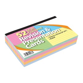 Revision Cards, 52 Multicoloured Ruled Index Cards, 15.2 x 10.2 cm, for Study and Office
