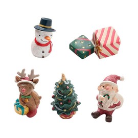 ORFOFE Christmas Resin Ornament Reindeer Figurine Mini Santa Omann Flower Pot Ornament Nativity Ornament Desktop Toy Nativity Decoration Chestnut