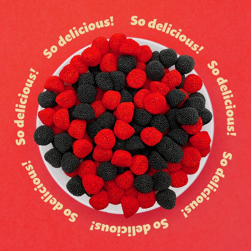 Berries Gummy Candy | 1-Pound Bag | Crunchy Raspberry and