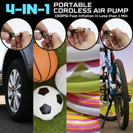 Regalosonline Tire Inflator Portable Air Compressor - Rechargeable Air Pump for Car Tires 150PSI & 2000mAh Portable Air Compressor with LCD Dual Screen