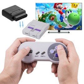 KIWITATA 2 Pack 2.4GHz Wireless Controller for SNES Original Console, Rechargeable Wireless Remote Gamepad Controller for SNES Super Entertainment System Console