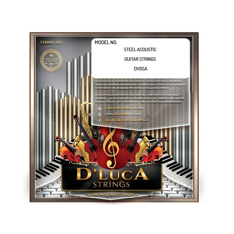 D'Luca Steel Acoustic Guitar Strings 6 Pcs Set (DVGSA)