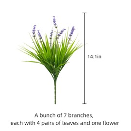 12 Bundles Artificial Plants Outdoor Fake Monkey Grass with Flowers for Pot UV Resistant Plant Decor for Window Garden Patio Hanging Planter Pathway Front Porch (Grass with Flowers) | alyptus