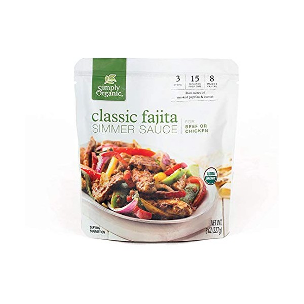 Simply Organic Classic Fajita Simmer Sauce, Certified Organic | 8 oz