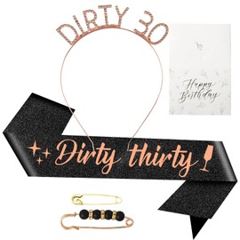 loghohu 30th Birthday Sash for Women Dirty Thirty Sash 30th Birthday Decorations for Women Birthday Party Supplies