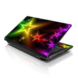 LSS Laptop 15 15.6 Skin Cover with Colorful Night Stars Pattern for HP Dell Lenovo Apple Asus Acer Compaq - Fits 13.3" 14" 15.6" 16" (2 Wrist Pads Free)