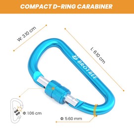 Brotree mini carabiner hook with screw cap for key ring, camping, trekking, hiking, fishing, customisable
