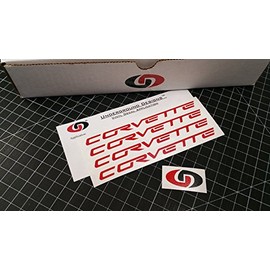 Corvette Wheel Decals C5 C6 Racing Stickers (4 Pack) 0.75" x 6.0" Select Color: (Gloss Red)