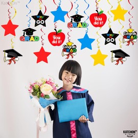 KatchOn, Kindergarten Grad Hanging Swirls - Pack of 44, No DIY | Colorful Preschool Graduation Decorations Kids | Kindergarten Graduation Decorations 2023 | Prek Graduation Decorations Class of 2023