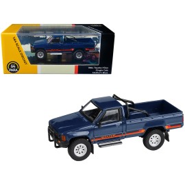 DCD 1984 Toyota Hilux Single Cab Pickup Truck Medium Blue with Stripes 1/64 Diecast Model Car by Paragon Models