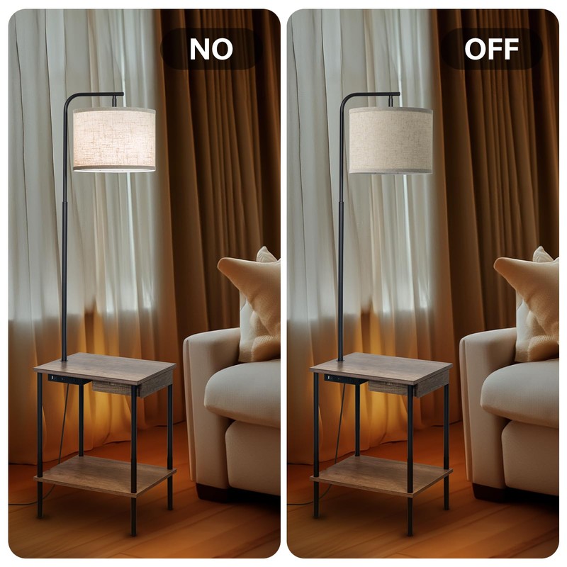 EOEYYOYB Floor Lamp with Table & Drawers, End Table Lamp