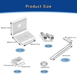 DAIRYCOF Aluminium Corner Connectors 40 x 40 x 36 mm Aluminium Profile Angle Connector Set Mounting Material with Screw Aluminium Profile Corner Connector for Fixing Aluminium Profiles Pack of 10