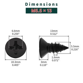 #12 x 1/2" Flat Head Wood Screws (50 pcs), 18-8 (304) Stainless Steel, Phillips Drive Flat Head Self Tapping Screws, Black Oxide Coated Sheet Metal Screws, Fayeploo (with Phillips Driver Bit)