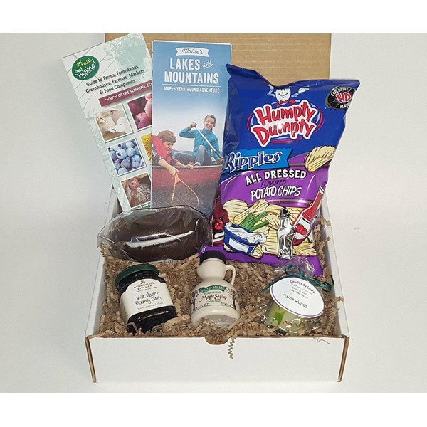 Box of Maine - 5-item Gift Pack - Humpty Dumpty All Dressed, Chocolate Whoopie Pie, Wild Maine Blueberry Jam, Maine Maple Syrup and Maine Woods Candle