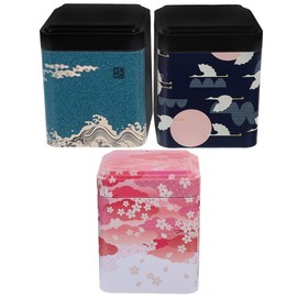 STOBAZA 3pcs Tinplate Tea Canisters with Sealing Lids Loose Leaf Storage Airtight Tea Storage Containers for Scented