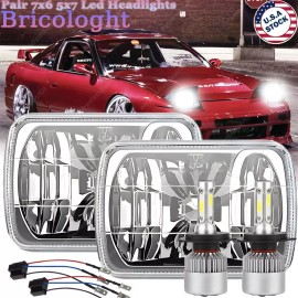 Bricologht DOT NEW 7x6" GLASS LED Headlight  Hi/Lo Beam 120W For Nissan Pickup 240SX D21 NX