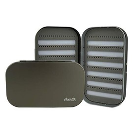 Aventik Aluminum Fly Fishing Box Slit Foam Or with Compartments Easy Grip Flies Jigs Lures Boxes Ice Fishing Boxes 6.1x3.7x1.1inch (15.5x9.5x2.7cm)(Gunsmoke-2PF)