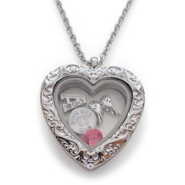 Custom Forever in My Heart Floating Charm Locket Necklace With Selected Charms, Infant Loss Gift Necklace, Miscarriage Stillborn Floating Locket Memorial Necklace
