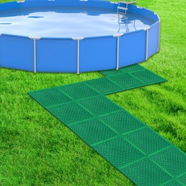 CIEOVO 20 Piece Pool Drainage Mat, Above Ground Pool Walkways Non-Slip Interlocking Cushion Floor Mat Pathways for Summer Pool Spas Shower Rooms Shower (Green)