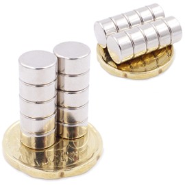 Brudazon 10 Mini Disc Magnets 8 x 4 mm N52 Strongest Level Neodymium Magnets Ultra Strong Power Magnet for Model Making, Photo, Whiteboard, Notice Board, Fridge, Crafts, Magnetic Disc Extra Strong