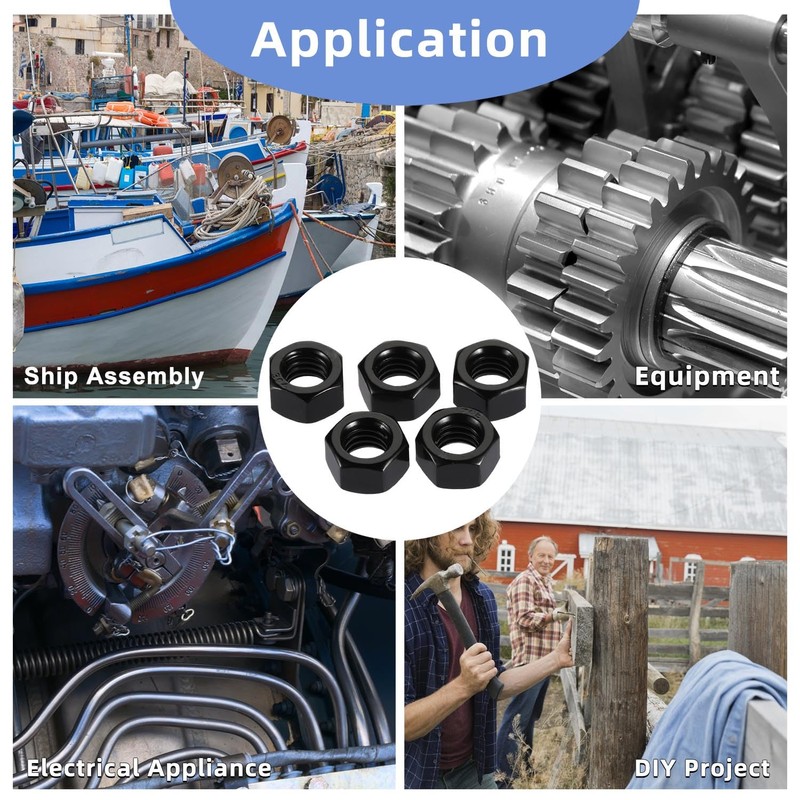 5/16-18" Hex Nuts, Stainless Steel 304 Hex Nut, Black Oxide