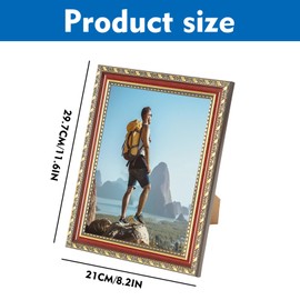 Dark Red Ornate A4 Picture Frame for Photos, Artwork, or Posters – Baroque Style Ready to Hang or Stand, Wall Hooks Included, Shabby Chic with MDF Backing and Shatterproof Clear Perspex Sheet