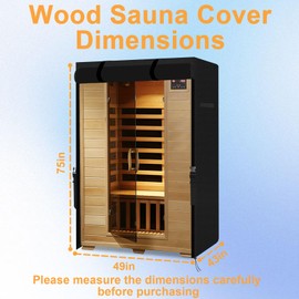 DHGSIUT Outdoor Sauna Cover for 2 Person Wood/Infrared Saunas - 600D Heavy Duty Waterproof Oxford Cloth, UV & Windproof, Year-Round Durable (49"x43"x75", Black) - Weather Resistant Replacement