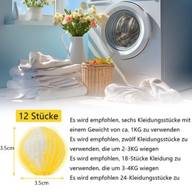 12 Stücke Gelb Tierhaarentferner Waschmaschine,Entfernt Tierhaare,Fusseln & Flusen,Fusselbälle Waschmaschine für Die Wäschepflege-Waschmaschinenzubehörr