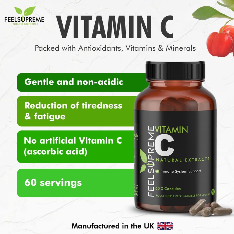 100% Natural Vitamin C 60 High Strength Food State Non-Synthetic
