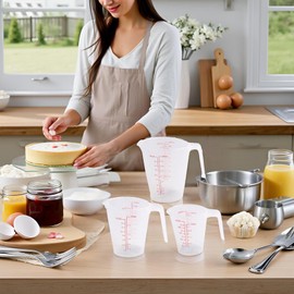 Multi-Purpose Measuring Cup Set - 1/2/4 Cup BPA-Free Unbreakable Plastic - Stackable Dishwasher Safe - Liquid/Solid Measurement - Kitchen Essential