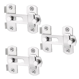 3 Set Flat Door Buckle Stainless Steel Barn Door Latch Double Folding Door Lock Sliding Door Antique Lock for Cabinet Closet Pet Door Bathroom Windows (Sliver)