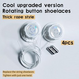 TELAIN 4 pieces Automatic lock No installation required, No tying, Sneaker laces for unisex（White）