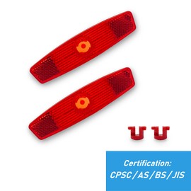 WELNENT Bicycle Wheel Reflectors JIS/BS/AS/CPSC 2pcs Warning MTB Road (Red, 2pcs)