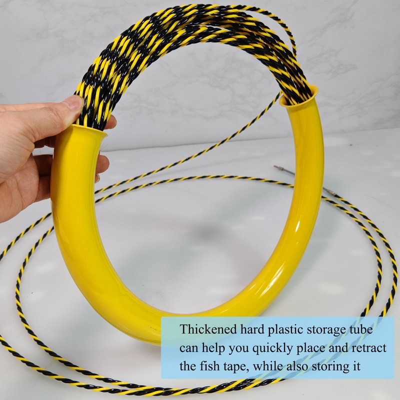 Aewio 20m/65FT Fish Tape with Collection Tube Electrical Wire Threader