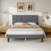 OLIXIS Bed Frame with Headboard Sturdy Slats Support Noise Free