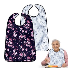 Lashua Lätzchen für Erwachsene, 2 Stück Schlabberlatz für Senioren, waschbar und wiederverwendbar, Latz für Frauen, ältere und behinderte Menschen