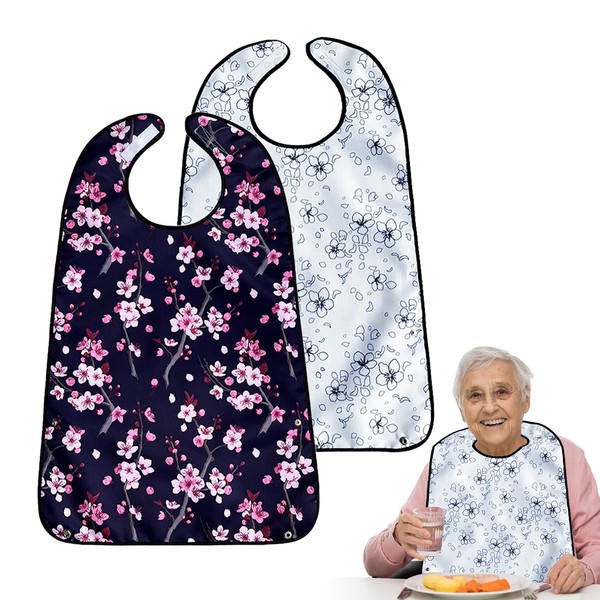 Lashua Lätzchen für Erwachsene, 2 Stück Schlabberlatz für Senioren, waschbar