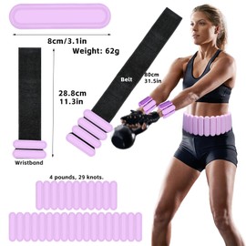 BBK 0lb to 4lb Silicone Adjustable Weighted Belt For Women and Men, Weighted Walking Exercise Belt for Gym, Strength Training, Wrist & Ankle - Pink
