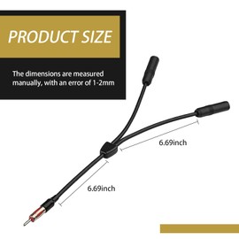 icykale 1 PC Car Radio Antenna Connector, 3C2V One Male to Two Female Y-type 12V Plug-in Audio Antenna Splitter Connector Adapter, Automotive GPS Navigation System Antenna Extension Cable (Black)