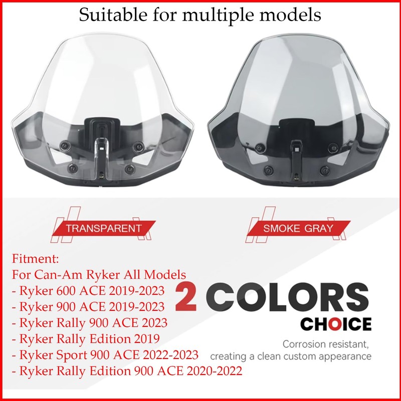 FWXEOZ Windshield for Can-Am Ryker 600 900 Sport Rally Edition