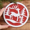 Red and White Glittered Felt Reindeer Ornaments Set of 3