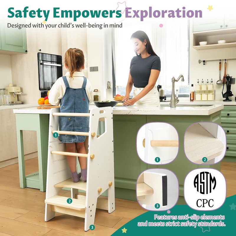 GroowingMind® Toddler Tower with Seat – 2-in-1 Montessori Standing Tower