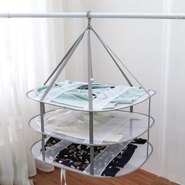 Athvcht Clothesline Net, 3 Tier Structure, Foldable, Compact Laundry Net, Flat Drying Net, Prevents Clothes Deformation, Knit Dry, Flat Net, Folding Storage, Large Capacity, Windproof, Breathable, Not Easy to Deform Shape, 3 Tiers, Knit Sweater, Plush Pi