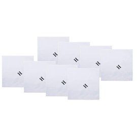 Retreez 8 Piece Pure Cotton Initial Monogrammed Men's Handkerchiefs Hanky Gift Box Set - Set H Initial
