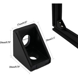 VICHSAMWY Pack of 20 Mounting Material Angle, Aluminium Profile 20 x 20 Groove 6 Aluminium Angle Connectors Corner Connector Wall Bracket 90 Degree Angle Grid, DIY Projects 3D Printer CNC