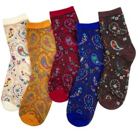 Chalier Womens Winter Warm Funny Casual Cotton Crew Animal Socks Style 02 One Size Paisley Multicolor 9 (5 pairs)