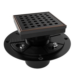 WEBANG 4 Inch Square Shower Drain Bronze Floor Drain with Flange Square Holes Pattern Cover Grate Removable SUS304 Stainless Steel Watermark&CUPC Certified Oil Rubbed Bronze