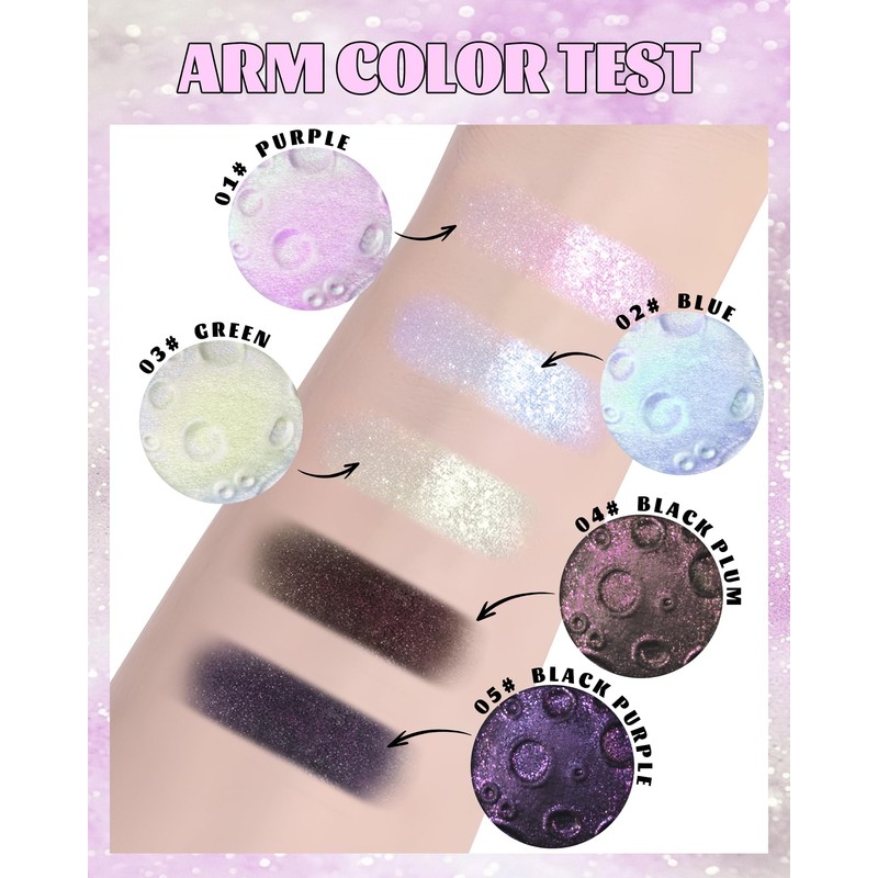 Chameleon Eyeshadow Palette, Glitter Purple Holographic Metallic Eye Shadow