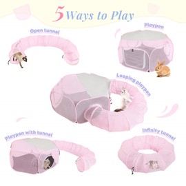 Seiyierr Outdoor Cat Enclosure, Portable Catio Playground for Cat, Outside Pet Enclosure with Mesh Tent, Circle Cat Playpen Tunnel for Indoor Cats & Small Animal, with Storage Bag